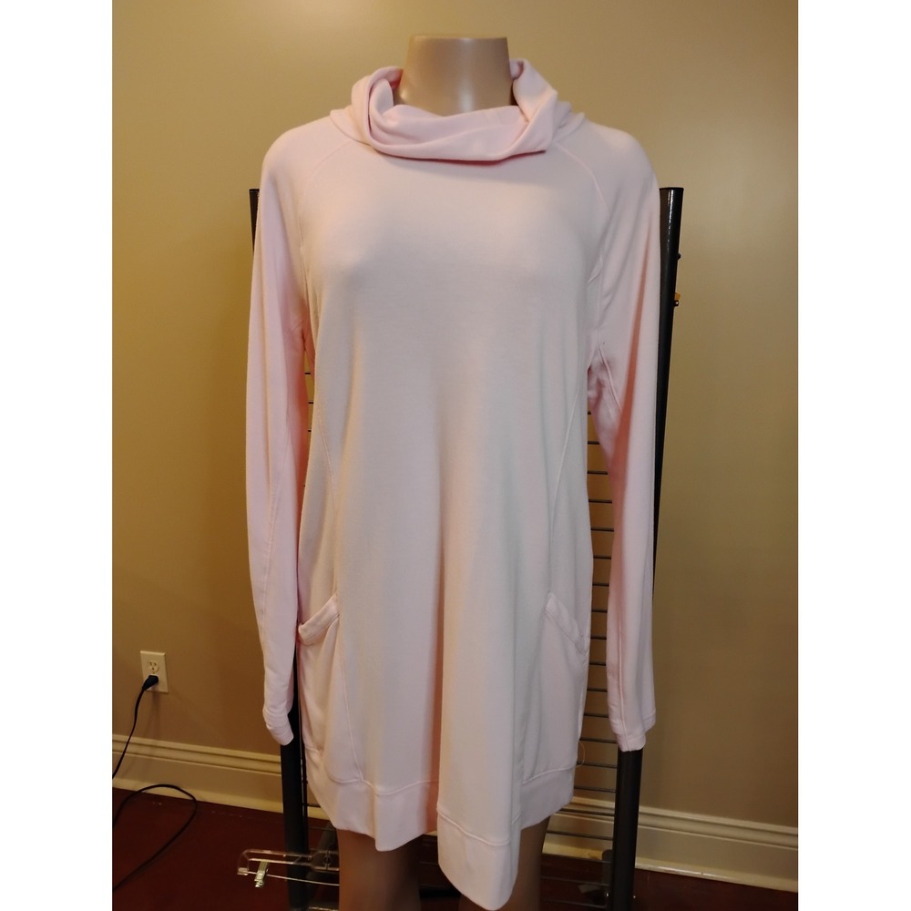 Tek Gear DryTek Pink Cowl Neck Tunic Sweatshirt XL Pockets Thumbholes Athleisure